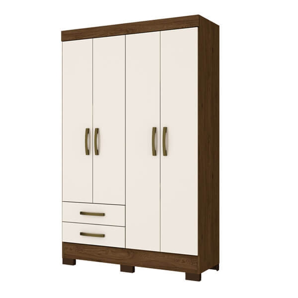 ROPERO 4 PUERTAS BE12 BRIZ CASTAÑO|OFF WHITE