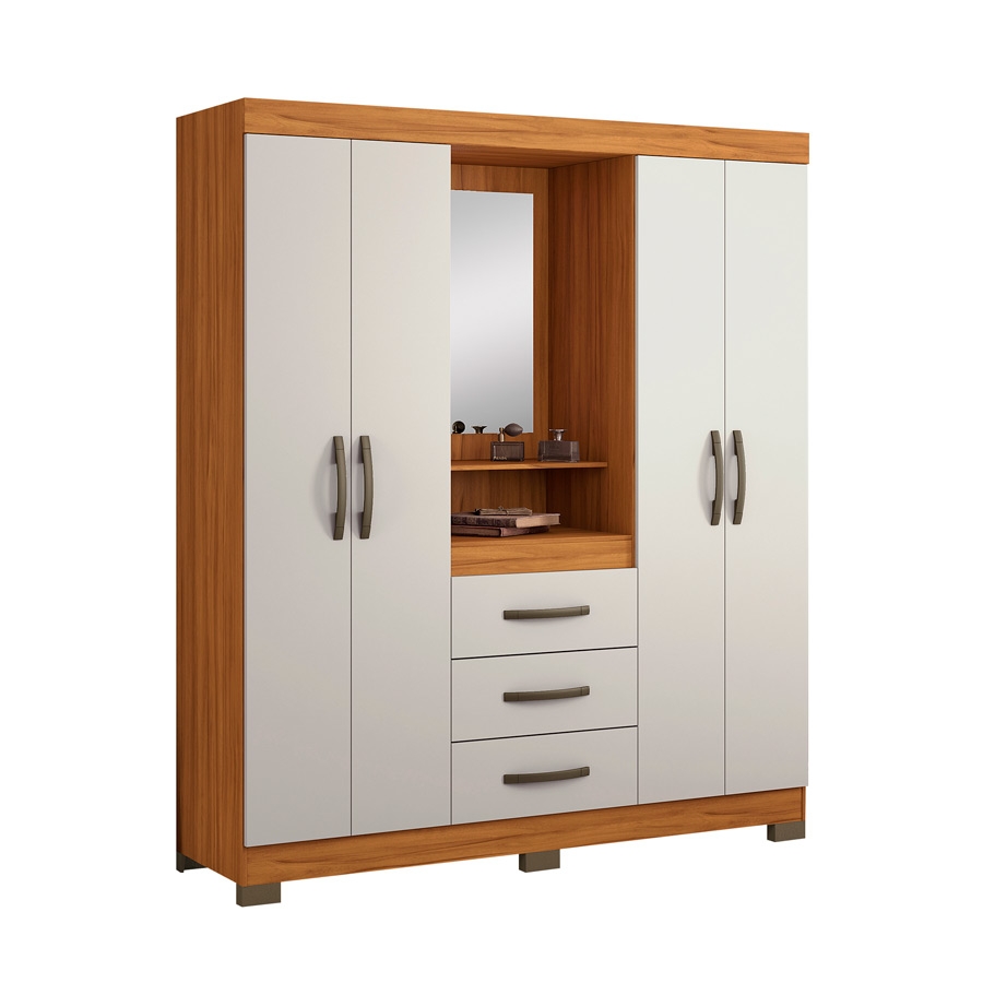 ROPERO 4 PUERTAS 3 CAJONES CAPELINHA NT5015 NOTAVEL FREIJO TREND|OFF WHITE