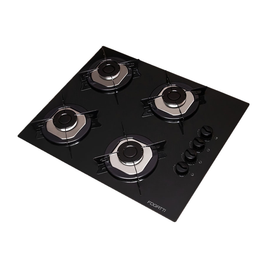 COOKTOP 4 HORNALLAS MESA DE VIDRIO FOGATTI NEGRO