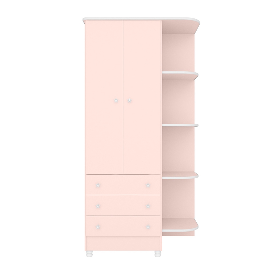 ROPERO 2 PUERTAS 3 CAJONES 825 QMOVI ROSA