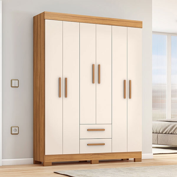 ROPERO 6 PUERTAS 2 CAJONES NT6015 NOTAVEL FREIJO TREND | OFF WHITE