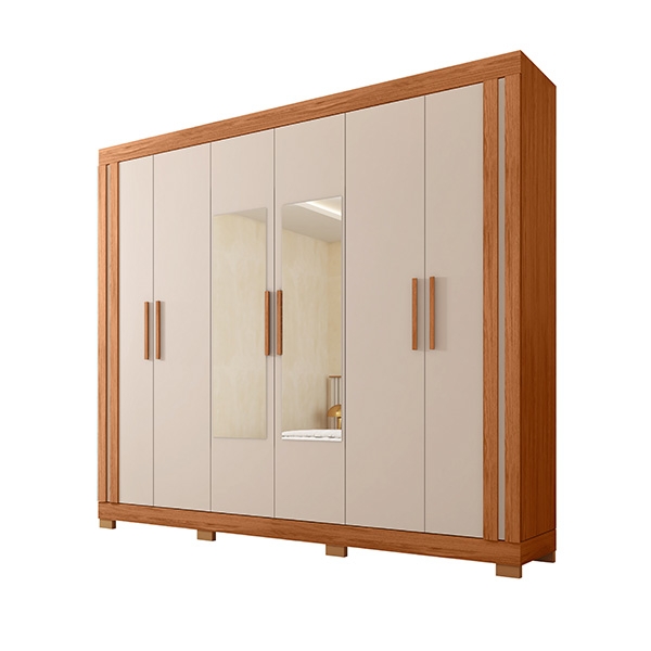 ROPERO 6 PUERTAS CON ESPEJO 2.30 ÉDEN CAEMMUN FREIJO|OFF WHITE