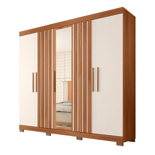 ROPERO 5 PUERTAS CON ESPEJO SOPHIA 2.2 CAEMMUN FREIJO|OFF WHITE