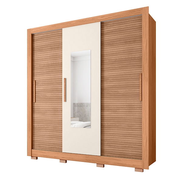 ROPERO 3 PUERTAS CORREDIZAS CON ESPEJO CHILE 1.9 CAEMMUN FREIJO|OFF WHITE