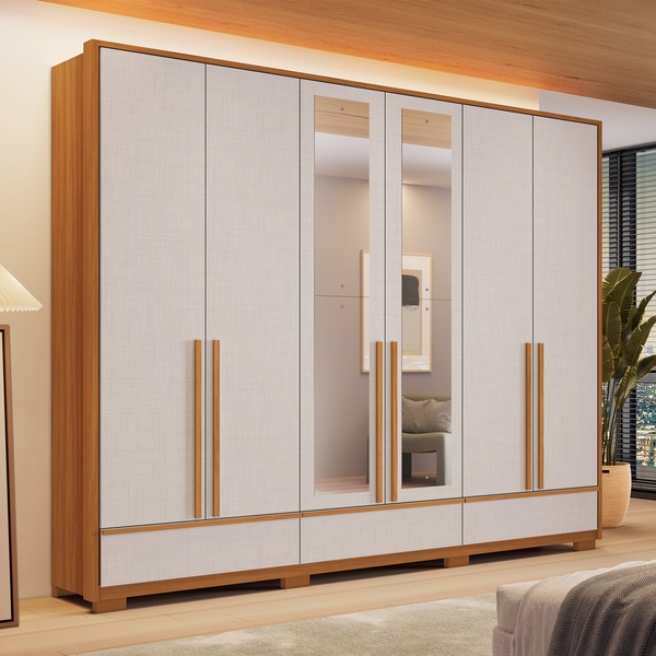 ROPERO 6 PUERTAS CON ESPEJO NT 6035 NOTAVEL FREIJO TREND | OFF WHITE