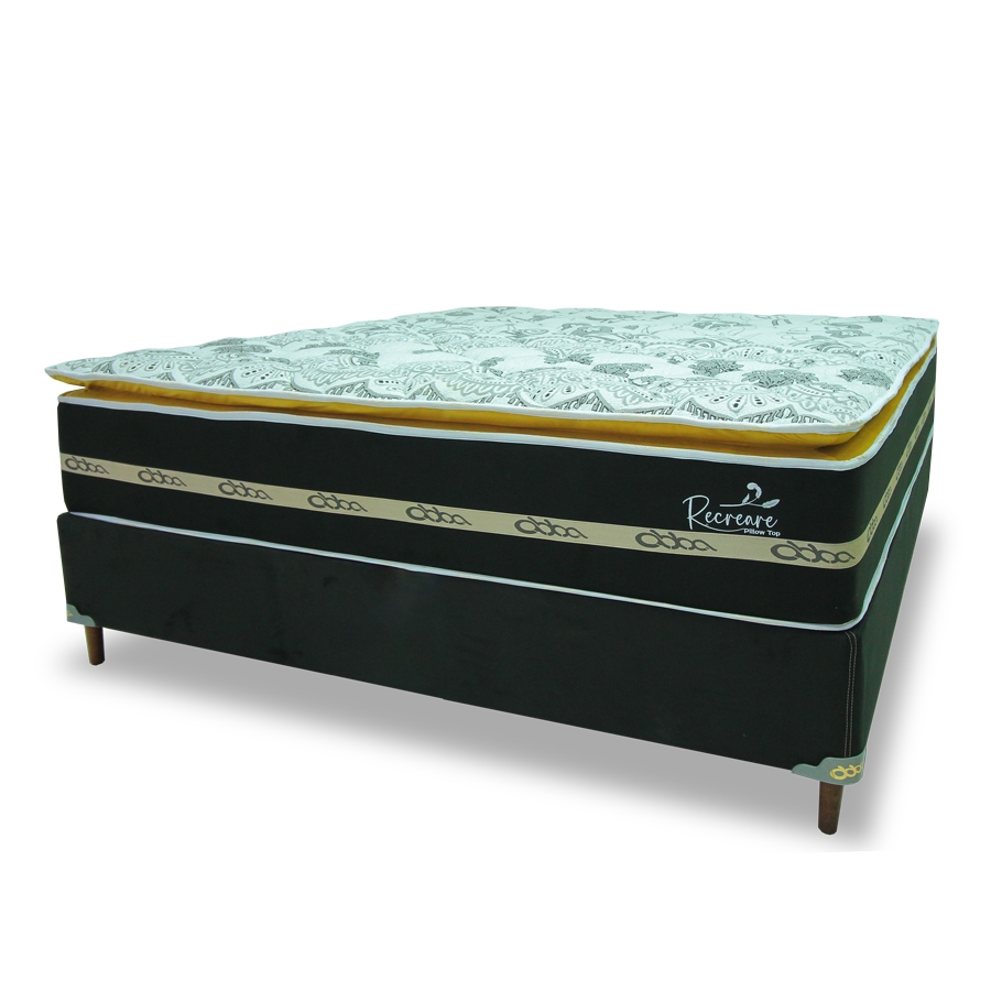 SOMIER RECREARE S PILLOW TOP 160 BA+CO ABBA NEGRO|AMARILLO