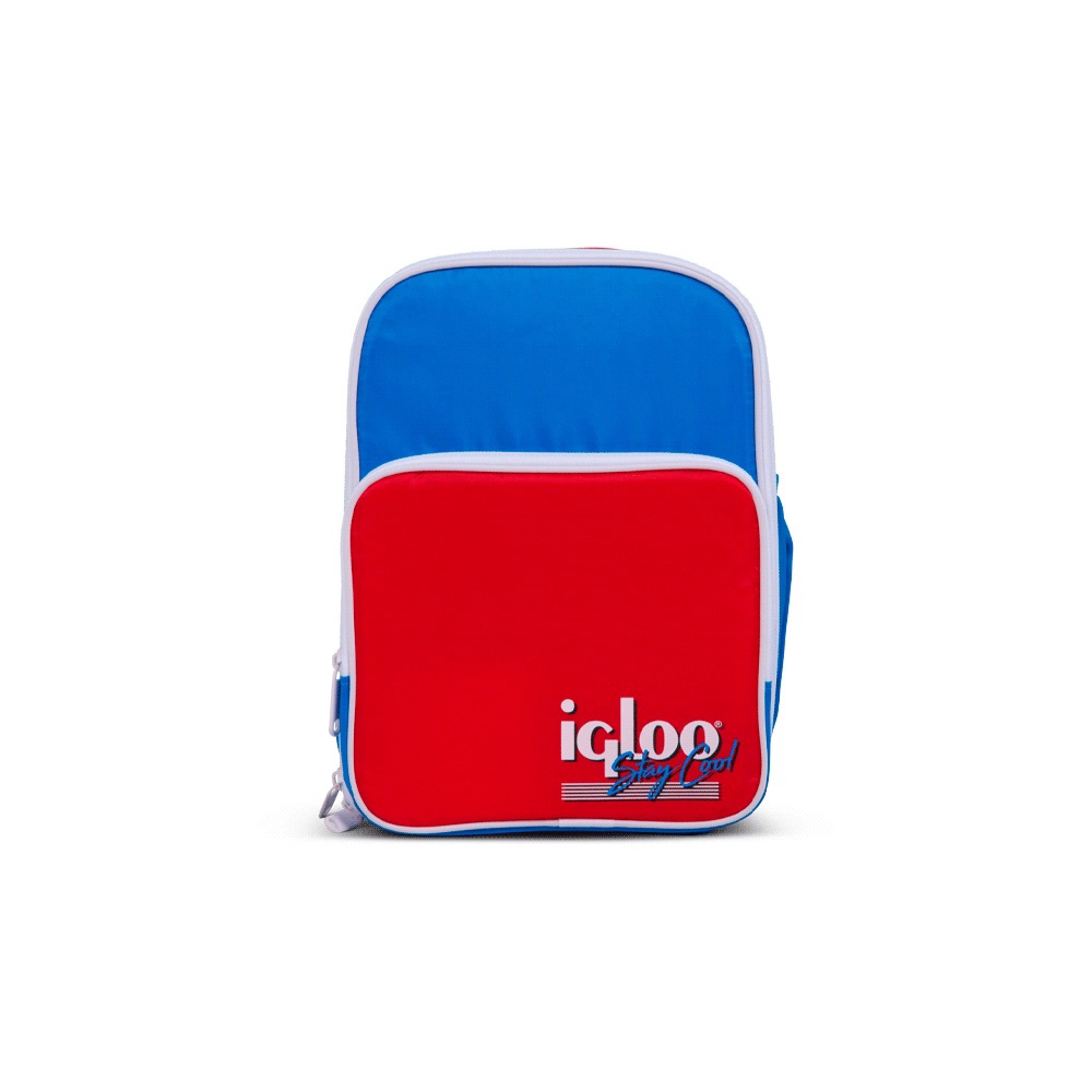 MOCHILA TERMICA IGLOO 12 LATAS RETRO ROJO/AZUL 63075