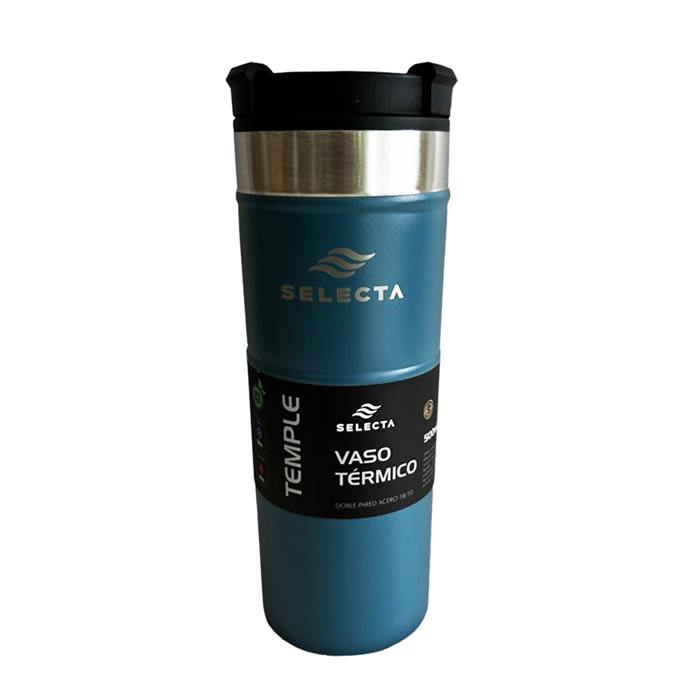 TRAVEL MUG 500ML DOBLE PARED AZUL PETROLEO