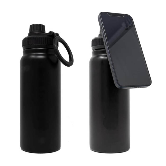 BOTELLA CON IMAN P/CELULAR TERMICA 960ML NEGRO
