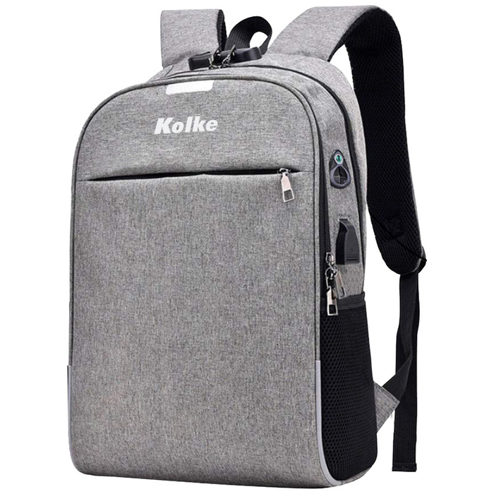 MOCHILA ANTI-ROBO CITY CON CANDADO KVM-339 GR CLARO